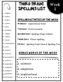 3rd Grade Spelling List Printable pdf