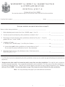 Worksheet For Form 1040me - Credit For Income Tax Paid To Other Jurisdiction Printable pdf