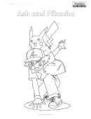 Ash And Pikachu Coloring Sheet