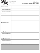 Volunteer Emergency Information Form - Boys & Girls Club Of Fredericton Printable pdf