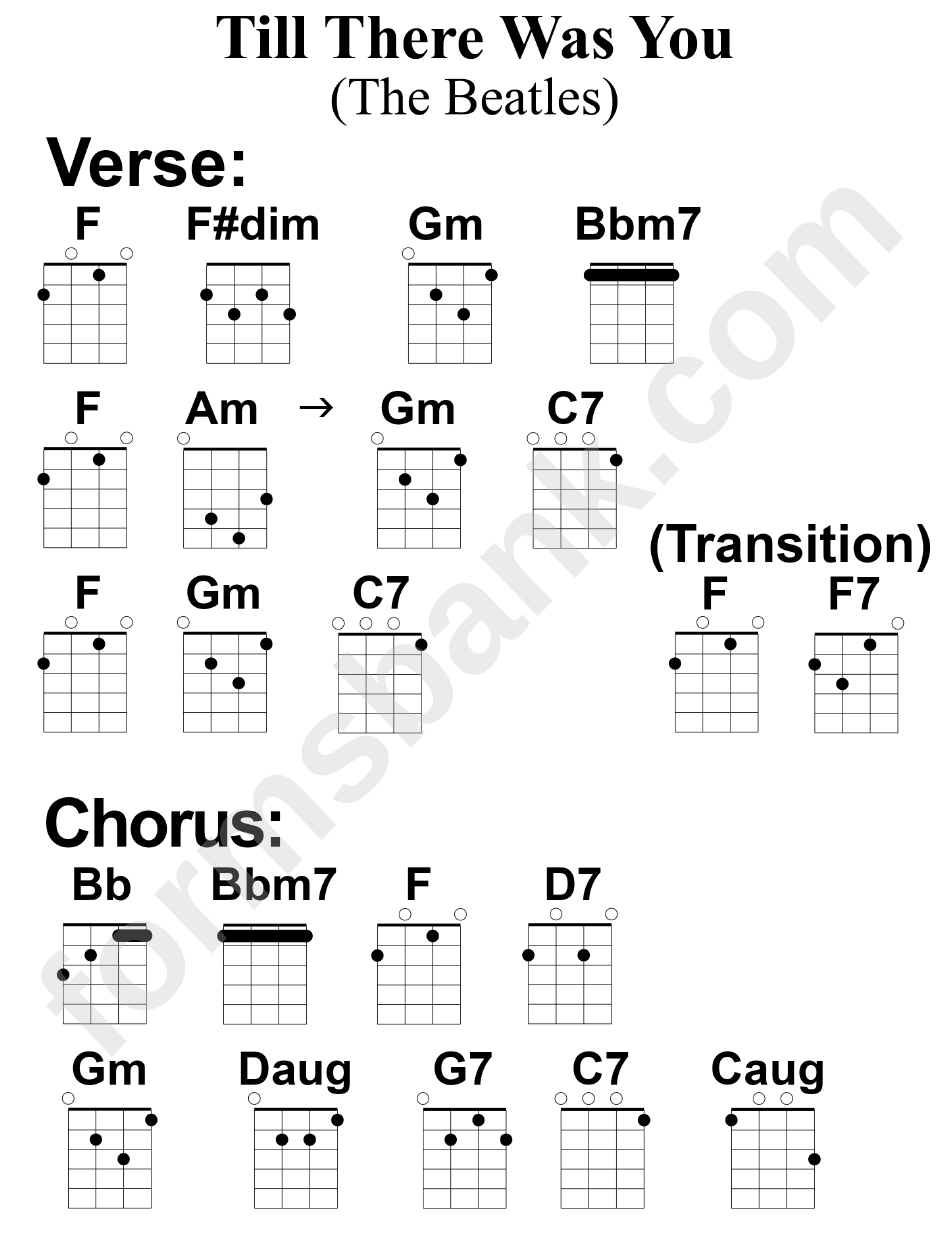 The Beatles - Till There Was You Guitar Chords Chart