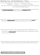 Ideal Gas Law And Stoichiometry Worksheets With Answers