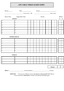 Table Tennis Score Sheet