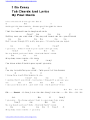 Paul Davis - I Go Crazy Tab Chords And Lyrics Guitar Chord Chart