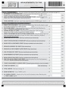 Fillable Form 1040me - Schedule A - Adjustments To Tax - 2012 Printable pdf