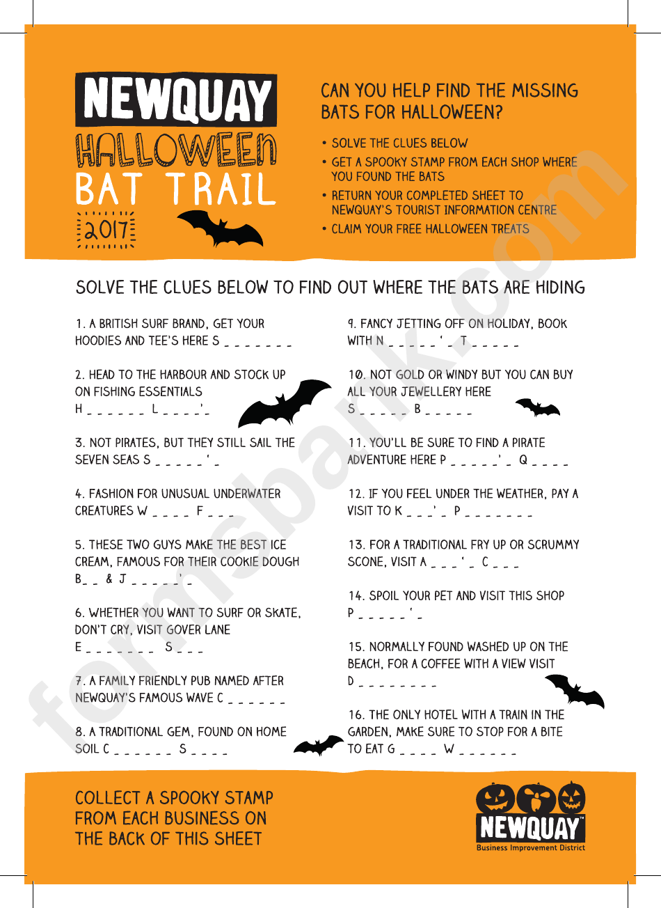 Halloween Bat Trail Activity Sheet