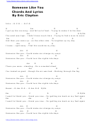 Eric Clapton - Someone Like You Guitar Chords Chart Printable pdf