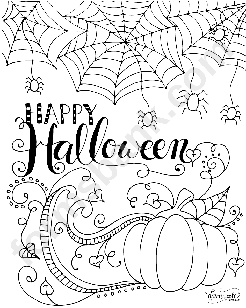 Happy Halloween Coloring Sheet - Daunnicole Designs