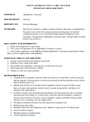 Ophthalmic Assistant Position Description Template Printable pdf
