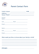 Parent Contact Form - Montessori School Printable pdf