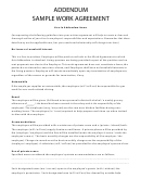 Work Agreement Addendum Template Printable pdf