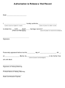 Authorization To Release A Vital Record Form