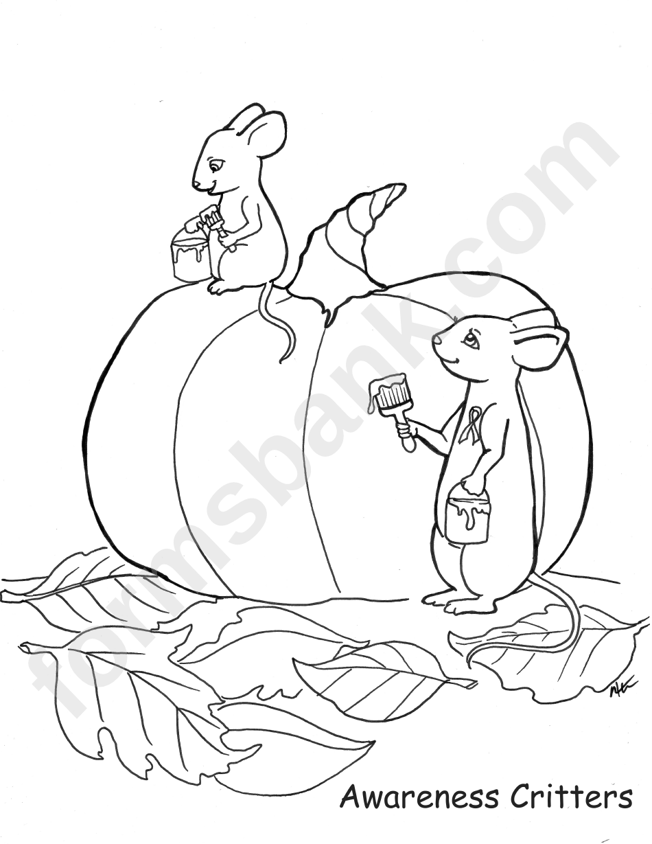 Mice And The Pumpkin Coloring Sheet