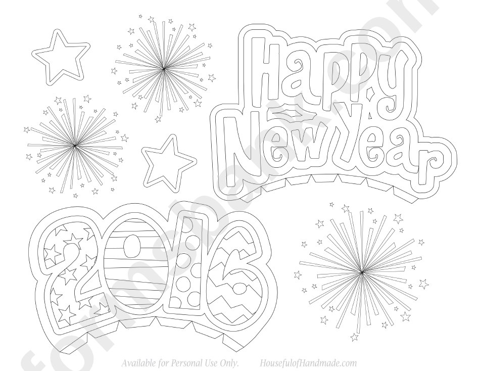 2016 Happy New Year Coloring Sheet