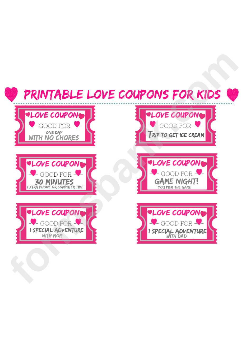 Love Coupon For Kids Template