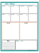 Weekly Day Planner Template With To Do List And Menu