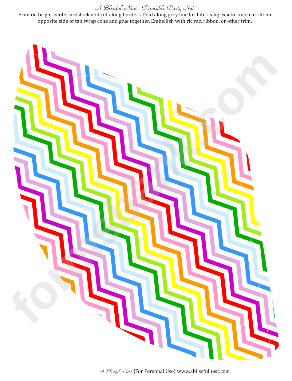 Rainbow Zigzag Party Hat With Template