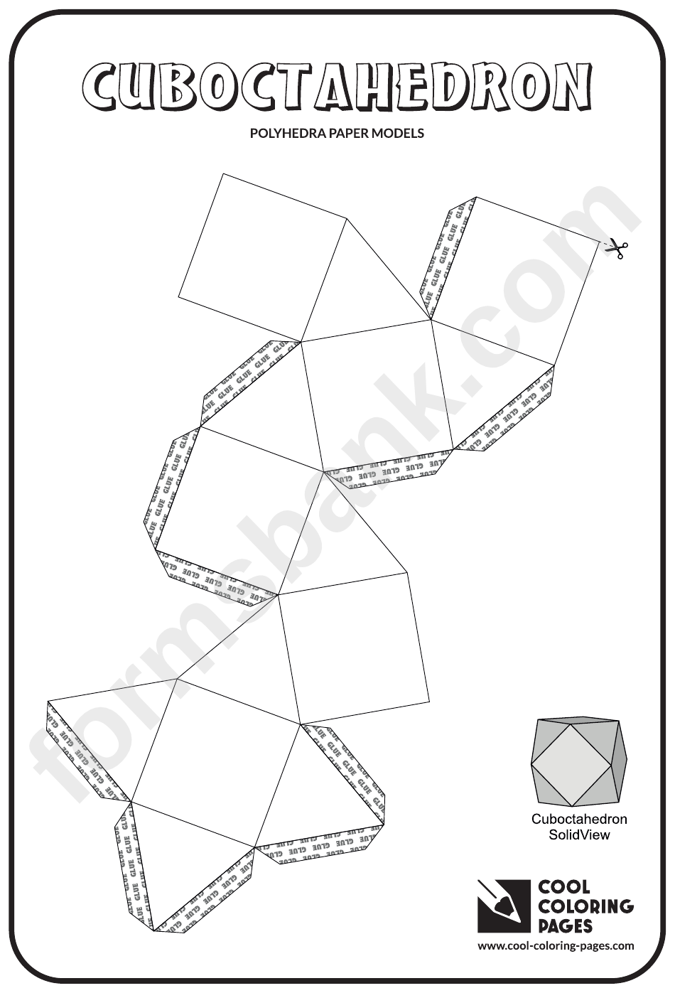 Polyhedra Cuboctahedron Model Template
