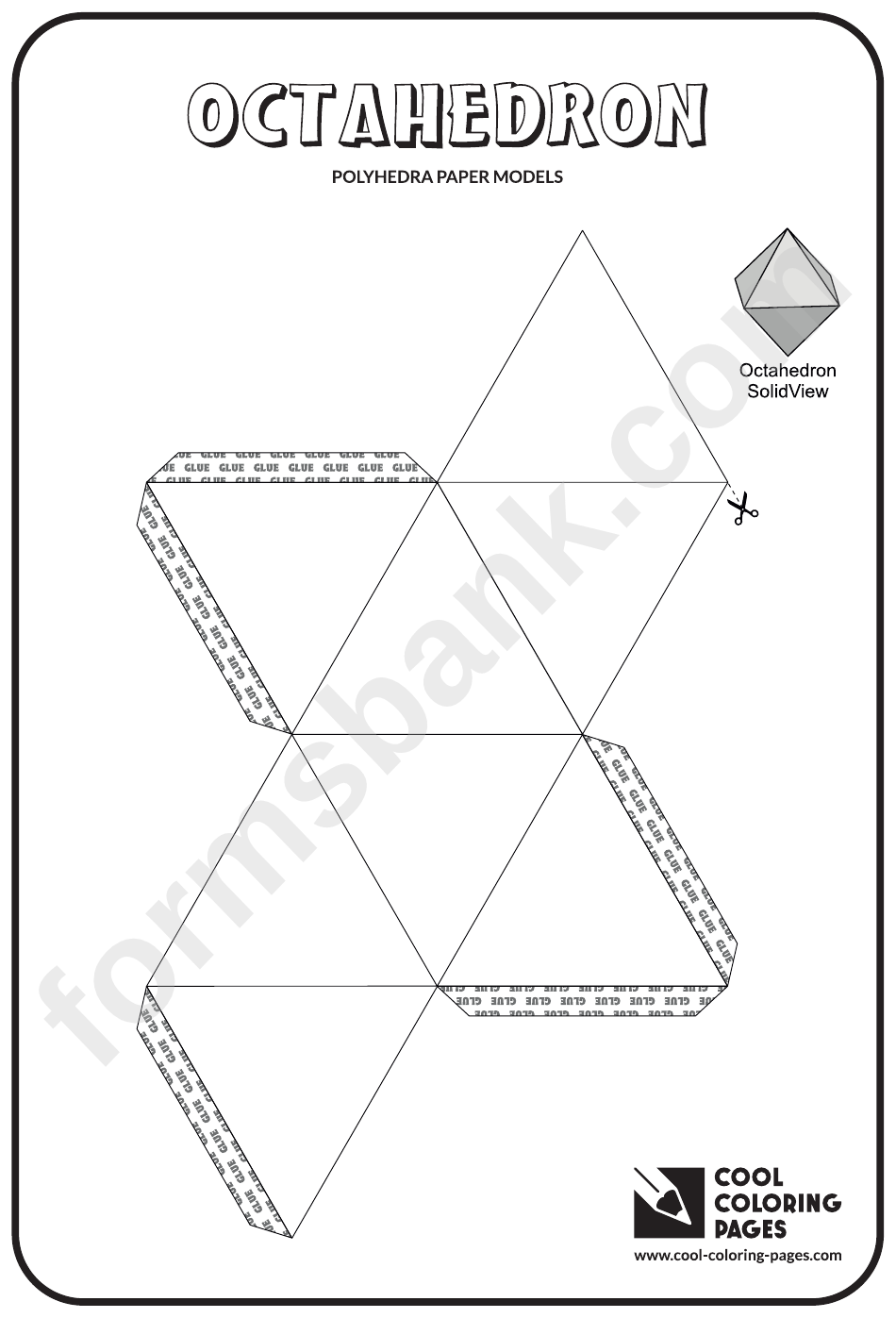 Octahedron Shape Template And Coloring Sheet