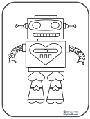 Valentine's Day Heart Robot Coloring Sheet