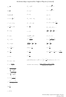 Higher Physics Relationships Cheat Sheet Printable pdf