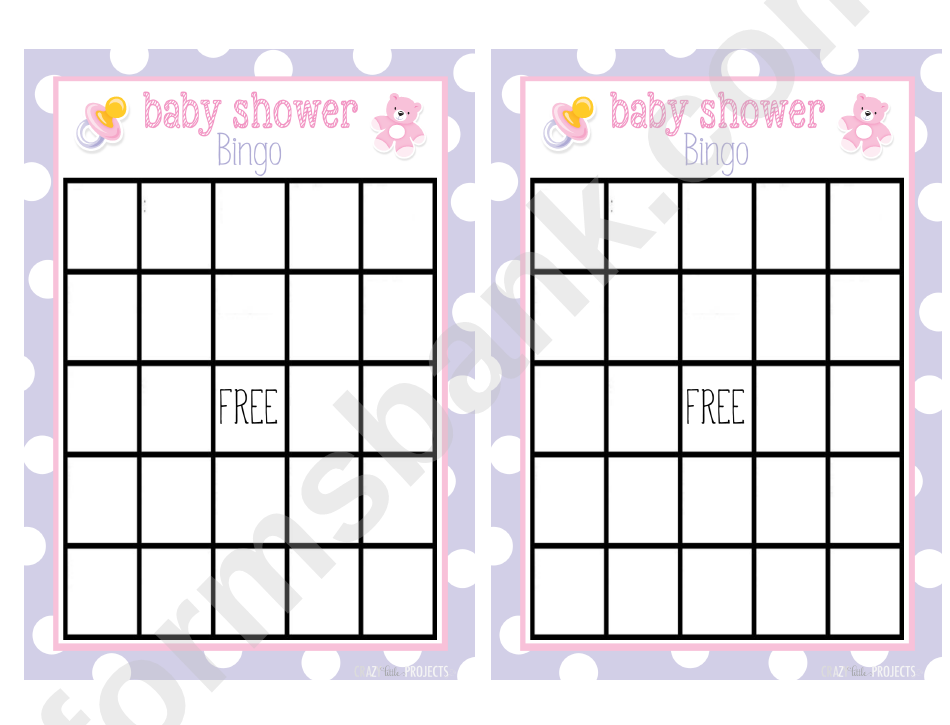 Baby Shower Bingo Template For Girls