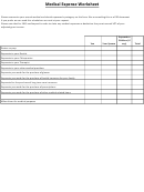 Medical Expense Worksheet Printable pdf