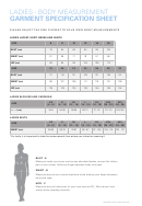 Ladies Body Measurement Garment Specification Sheet Printable pdf