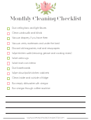 Monthly Cleaning Checklist Template Printable pdf