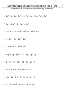 Simplifying Quadratic Expressions Worksheet With Answer Key Printable pdf
