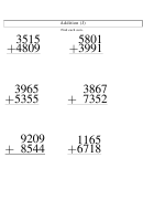 Addition Worksheet With Answers