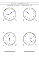 Reading Analog Clocks Worksheet With Answer Key