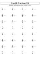 Simplify Fractions Worksheet With Answers Printable pdf