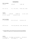Factoring Practice Worksheet With Answers