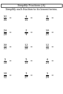 Simplifying Fractions Worksheet With Answers Printable pdf