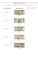 Making Change Money Worksheet With Answers Printable pdf