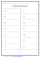 Fractions Into Decimal And Percent Worksheet With Answer Key Printable pdf