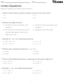 Linear Equations Worksheet Printable pdf