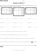 English Or Metric Units Worksheet With Answer Key