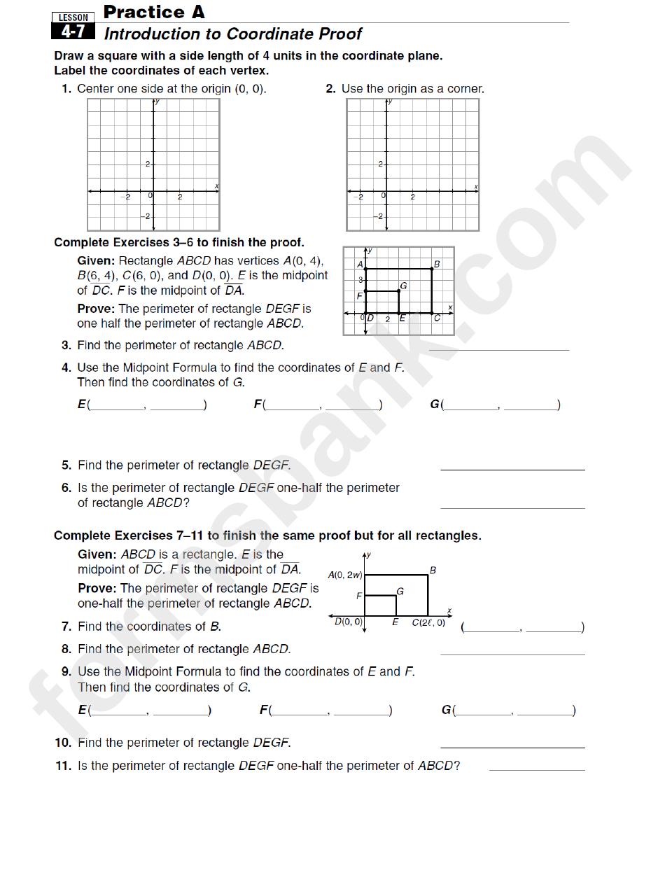 Coordinate Lines And Segments Worksheet