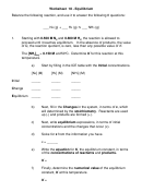 Equilibrium Chemistry Worksheet Printable pdf
