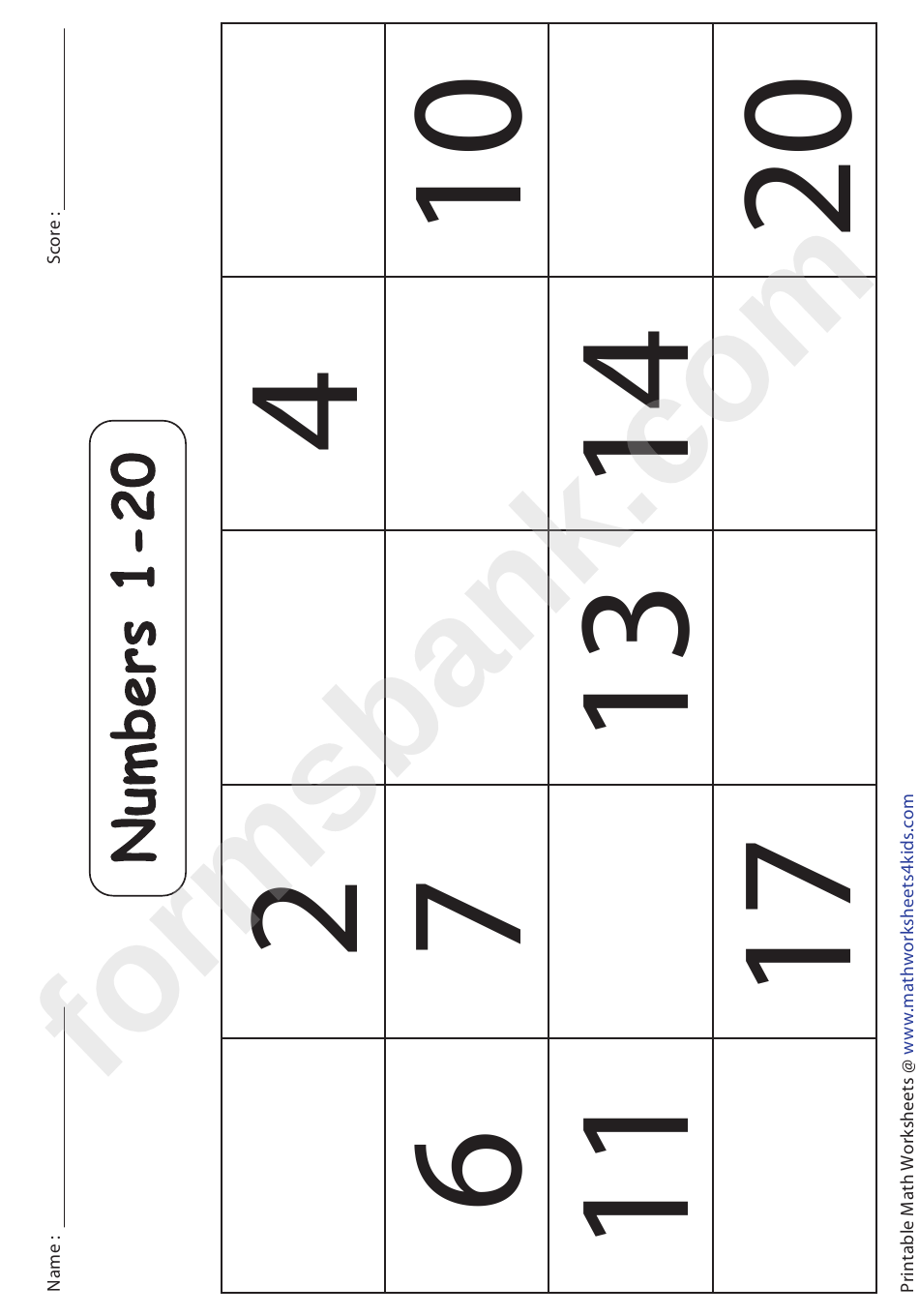 Numbers 1-20 Worksheet With Answers