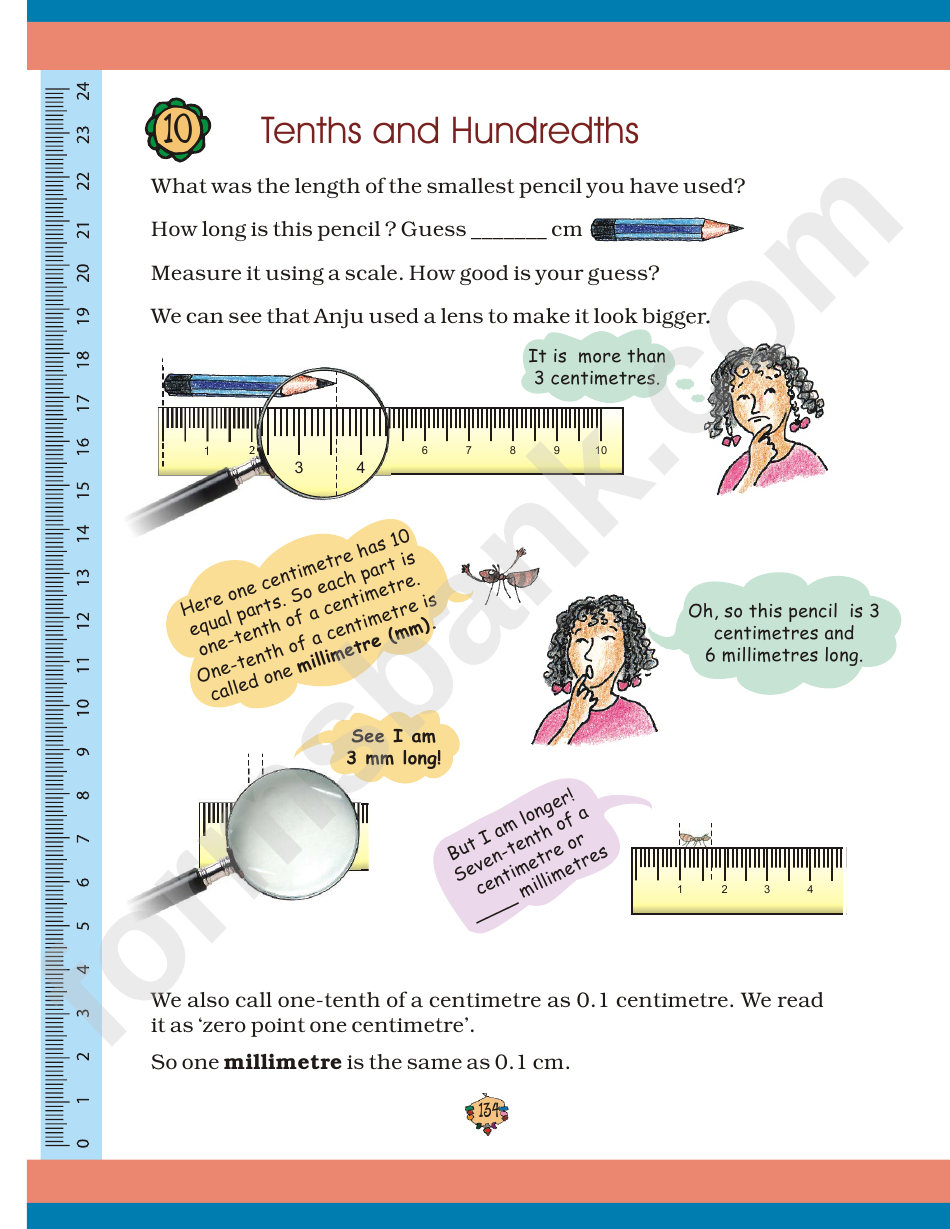 Tenths And Hundredths Measurement Worksheet