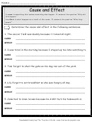 Cause And Effect Writing Worksheet