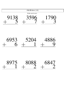 Addition Worksheet With Answer Key
