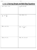 Solving Simple And Multi-step Equations Worksheet - 8-th Grade, Menlo Park City School District