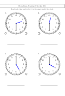 Reading Analog Clocks Worksheet With Answer Key Printable pdf