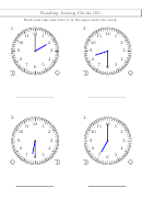 Reading Analog Clocks Worksheet With Answers