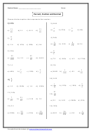 Percent, Fraction And Decimal Worksheet With Answer Key
