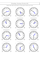 Reading Analog Clocks (b) With Answer Key